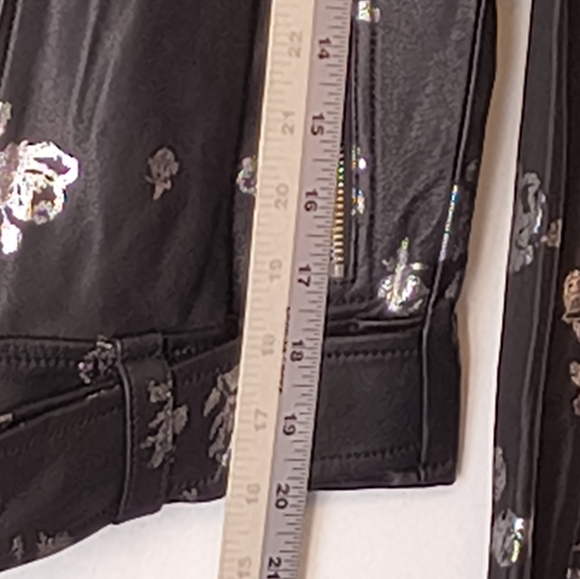 Michael Kors Leather Jacket Women's Medium Floral Biker Motorcycle Size Small - Picture 8 of 8